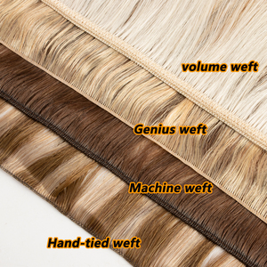 Extensioni per <span class=keywords><strong>capelli</strong></span> europei Raw Virgin Double Drawn Genius, sottili e invisibili, senza ritorno, Genius Weft - Product Image 4