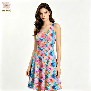 Vestido sin mangas con estampado floral personalizado Meiyang, vestido <span class=keywords><strong>de</strong></span> verano, vestido acampanado <span class=keywords><strong>de</strong></span> línea A, vestido tipo pinafore, ropa <span class=keywords><strong>de</strong></span> <span class=keywords><strong>mujer</strong></span> - Product Image 1