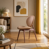 Chaise de salle à manger MULIGNA personnalisée, style nordique contemporain, ergonomique, avec dossier rembourré, revêtement en cuir, pour villa ou hôtel