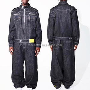 Clothing Custom Outfits Two Piece <b>Denim</b> <b>Jacket</b> Sets Blue Jeans Suit High Quality Washed Vintage <b>Baggy</b> <b>Denim</b> Set Men Custom Logo - Product Image 5