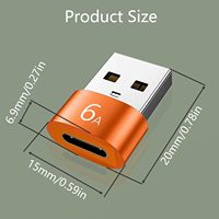 Adaptor USB ke USB C 6A Tipe C Female ke USB3.0 A Kabel Charger Converter untuk Pengisian Cepat