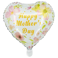 Ballon en aluminium promotionnel pas cher Happy Mother's Day 18 pouces en forme de coeur Love Mom Decoration Aluminum Film Ballon