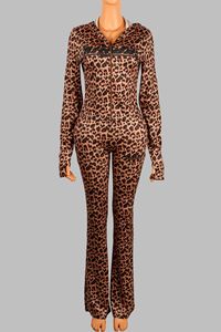 C0264 Hot Selling Fashion Letter Gedruckte Langarm-Reißverschluss-Strickjacke Sexy Slim Fit Hose mit Leoparden muster - Product Image 6