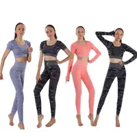 Frauen Yoga Fitness Neue Tarnung Hip-Lifting Yoga hosen Sexy Sport mode Nähte Set von Yoga Anzug Sport Lauf anzug