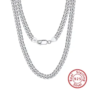 RINNTIN SC Sterling Silver Ouro Cubano Link Cadeia Colares para Mulheres Homens Cadena De Plata 925 Fine Jewelry