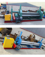 Machine d'arrondi de tôle de fer en acier au carbone entièrement manuelle Rouleaux à trois rouleaux roulants à deux axes Moteur de noyau de rouleaux de flexion 3kw 4mm Max