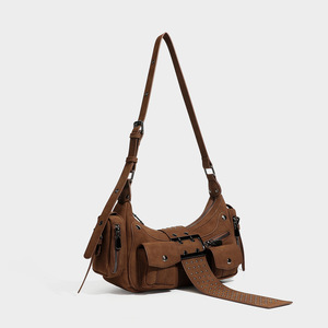 Factory 2026 Trendy One-Shoulder Underarm Motorcycle Bag Unique Punk Style Stylish for Girls Versatile Stud Belt Buckle Handbags - Product Image 3