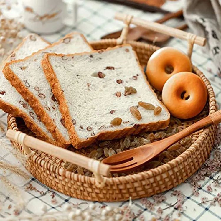 Di alta qualità fatto a mano naturale degradabile isolamento termico Hotel colazione pane che serve vimini Rattan amenità vassoio