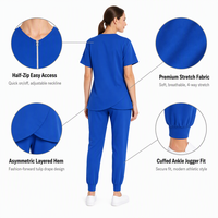 Ensemble de blouses médicales pour femmes à demi-zip et ourlet tulipe, pantalon jogger extensible 4 directions, uniforme médical, blouses d'infirmière, logo personnalisé