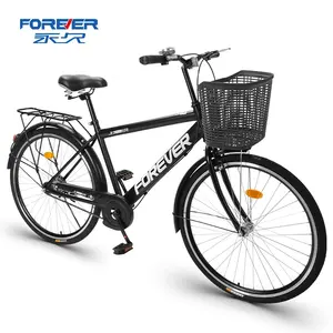 FOREVER Comfortable And Classic 26 Inch Single Speed With Basket Retro Light City Bicycle For Men Or Adult