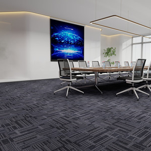 Dalles de moquette à motifs géométriques, rectangulaires, à poils ras, avec support en caoutchouc, pour usage commercial et bureaux, résistantes aux taches - Product Image 1