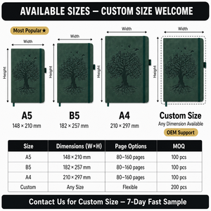 Carnet A5 en cuir végétalien PU suédé avec logo personnalisé, reliure cousue, motif oiseaux, gaufrage, bande élastique et attache stylo – Vente en gros OEM - Product Image 5