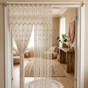 Panel de Cortina Rectangular de Macramé Boho Hecho a Mano, de Cuerda de Algodón, para Decoración del Hogar y Sala de Estar - Product Image 3
