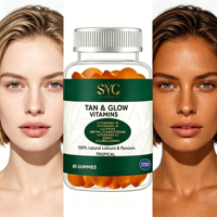 Gummies OEM au bêta-carotène, à la lutéine et au zinc pour le bronzage, favorisant l'éclat de la peau et la synthèse de la mélanine, saveur tropicale naturelle, en vrac, personnalisables