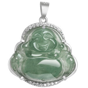Pendentif Bouddha en jadéite naturelle du Myanmar, bijoux pour femmes en argent S925, style chinois, cadeau avec certificat d'évaluation D364 - Product Image 5