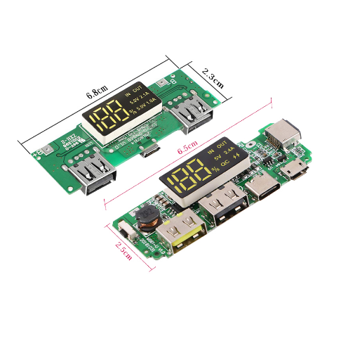 LED Dual USB 5V 2.4A Micro/Type-C USB Mobile Power Bank 18650 Charging Module Lithium Battery Charger Board Circuit Protection