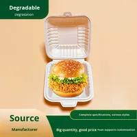 Boîte à lunch carrée en plastique jetable écologique et biodégradable, compatible micro-ondes, style américain, pour restauration rapide