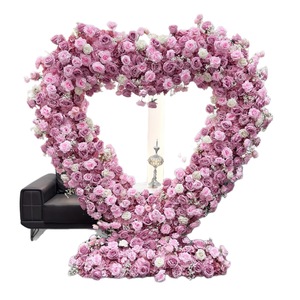 Arche de fleurs artificielles pour mariage, arche en forme de cœur avec fleurs, décoration de mariage en forme de cœur d'amour - Product Image 2