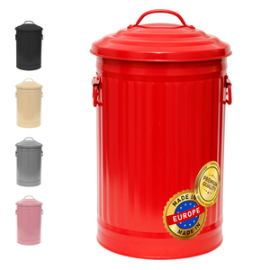 Cubo de basura para exteriores con tapa y asas 52 L - Public Park Street Hoja de acero Cubo de basura Cesta de almacenamiento de residuos de metal - Product Image 1