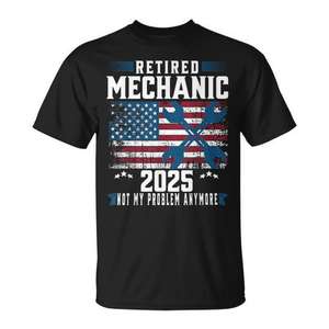 T-shirt d'ancien mécanicien avec drapeau américain 2025 – Je ne suis plus du tout concerné - Product Image 1