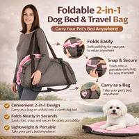 Lit de chien portable pour les voyages et la maison, sac-lit pliable pour animaux de compagnie avec rembourrage doux pour les déplacements et l'intérieur