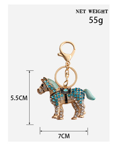 Bling Rhinestone Cavalo Pingente Moda Metal Chaveiro Saco Decoração Charm Car Handbag Key Rings Presente - Product Image 4
