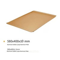MIXWARES Plaque de cuisson carrée en aluminium doré pour la maison et la cuisine, 58x40cm - Plaque antiadhésive pour gâteaux, biscuits et pâtisseries, compatible four
