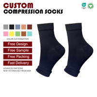 Chaussettes de compression pour sports d'été pour hommes et femmes, nylon durable et respirant, sans orteils, avec logo en bas