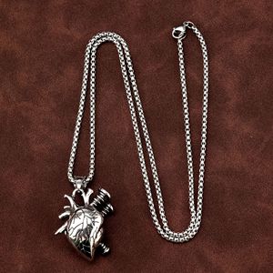 Collier avec pendentif en forme de cœur en acier inoxydable pour hommes, bijoux de charme gothique punk, cadeau, accessoire de mode - Product Image 4