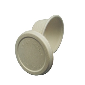 Bagasse food container disposable round bowl with lid