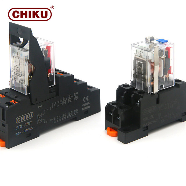 Miniature 12VDC 12A  5pin Voltage Plug Relay Module High Power Contact General Purpose Electric Relays Din Rail AC 220V DC 24V