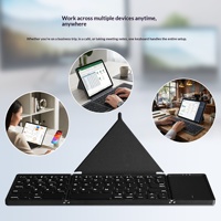 B089Tplus Étui en cuir ultra-fin pliable sans fil mini portable avec support pour tablette et téléphone, clavier capacitif pliable