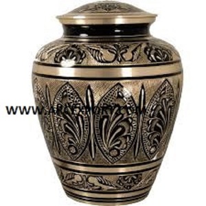 โกศตกแต่งสำหรับงานศพสีดำดีไซน์หรูหราทำจากทองเหลือง - Product Image 5