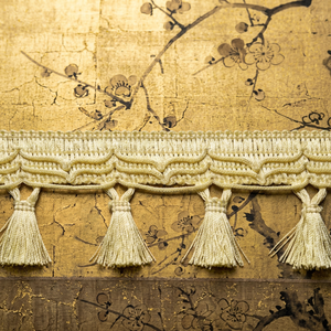 Frange décorative en polyester crème avec pompons, garniture tissée pour doublure de rideau, dentelle à pompons pour la décoration textile de la maison - Product Image 1