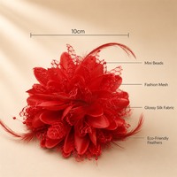 Pince à cheveux artisanale en plumes et fleurs artificielles en soie pour mariages, décorations féminines, fête des Mères et remises de diplômes - Nouveauté