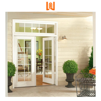 Portes françaises d'entrée extérieures en PVC à double vitrage pour balcon, design grille WANJIA