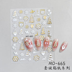 Autocollants pour ongles de Noël en résine 3D, motifs brillants en relief, flocons de neige, couronnes, autocollants imperméables, bricolage, art des ongles de Noël - Product Image 6