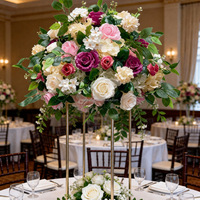 Bouquet de fleurs artificielles en soie bordeaux, boule de fleurs de 60 cm, centre de table moderne et simple pour fêtes, utilisation intérieure/extérieure