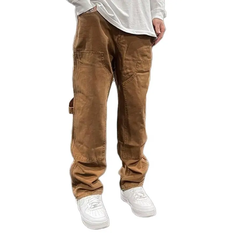 Pantalon de charpentier en toile à jambes larges pour homme, 100% coton, 5 poches, personnalisé, OEM