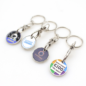 Tùy chỉnh thiết kế kim loại men Euro siêu thị mua sắm giỏ hàng <span class=keywords><strong>Chip</strong></span> Keyring Xe đẩy Token Coin Keychain - Product Image 1