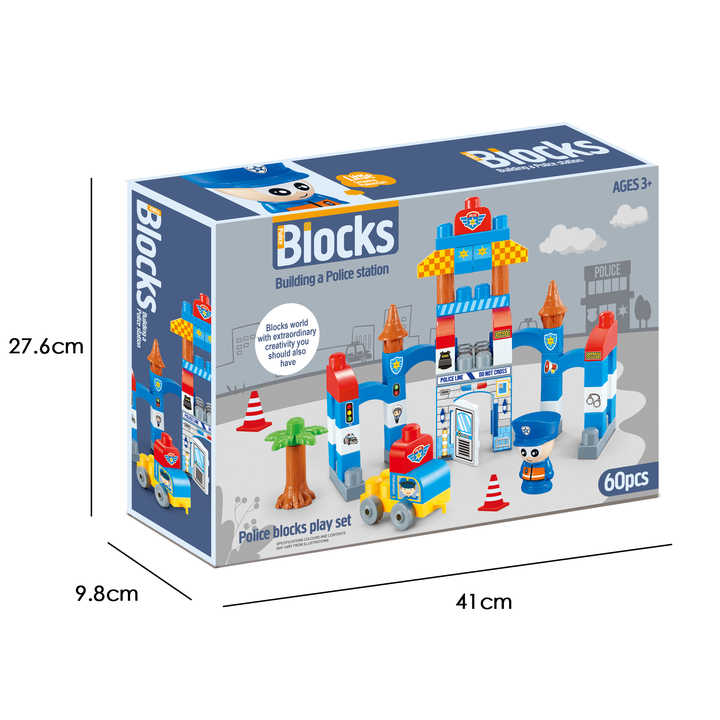 Kids Large Building Blocks Toys Police Fire Engineer Type DIY Stack Blocks Toys Set