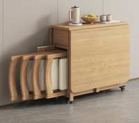 Bestseller Moderner Massivholz-Klapptisch mit Stühlen, Verstellbare Tischplatte, Beweglich für Kleine Wohnungen, Esszimmermöbel