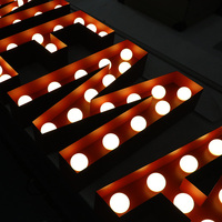 Lettres lumineuses 3D modernes à LED, lettres en métal lumineuses à l'avant, lettres en métal avec ampoules, enseigne en métal pour bâtiments