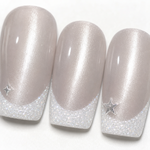 Uñas Postizas Cuadradas con Brillo Rosa, Puntas de Uñas Falsas con Acento de Estrella, Manicura Brillante para Fiesta - Product Image 4