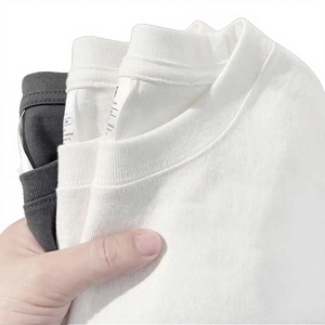 220g Tee Custom Embossed Embroidered Silk Screen Printed 100% Cotton Heavyweight Knitted Casual Blank T-<b>Shirt</b> - Product Image 4