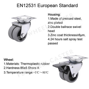Perno agujero doble freno giratorio <span class=keywords><strong>2</strong></span> pulgadas 3 pulgadas doble rueda refrigerador TPE rueda <span class=keywords><strong>pequeña</strong></span> gris TPR rueda <span class=keywords><strong>nevera</strong></span> rueda doble rueda - Product Image 3