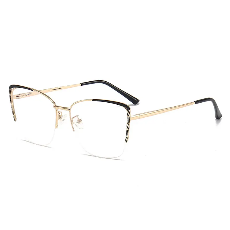 Ins Style lunettes 2024 nouveau Design femmes métal demi-monture lunettes mode lumière bleue bloquant les lunettes