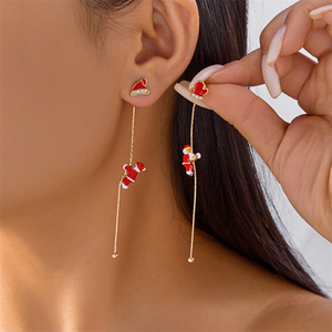 <span class=keywords><strong>Pendientes</strong></span> Colgantes <span class=keywords><strong>de</strong></span> Aleación Chapados en <span class=keywords><strong>Oro</strong></span> con Diseño Creativo <span class=keywords><strong>de</strong></span> Papá Noel Escalando, Estilo Versátil y Lindo para Mujer - Colección Navideña - Product Image 6