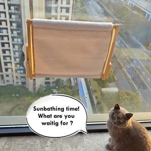 Hamac pour chat en bois naturel JQ, hamac pour chat à fenêtre, pliable, perchoir pour chat à fenêtre pour les petites fenêtres - Product Image 3