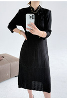 Robe modeste plissée sur mesure pour femmes, couleur unie, élégante, manches longues, décontractée, chic, taille unique